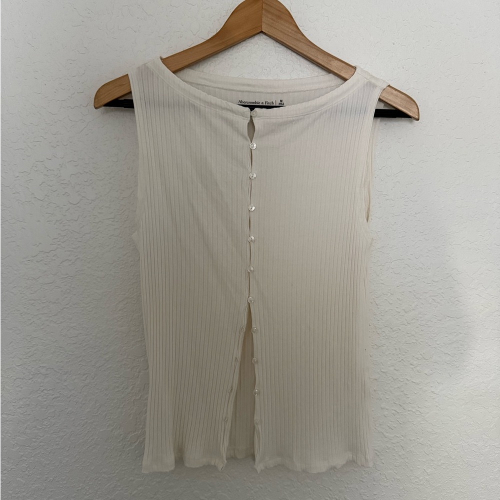 Abercrombie & Fitch Ivory Ribbed Tank Top